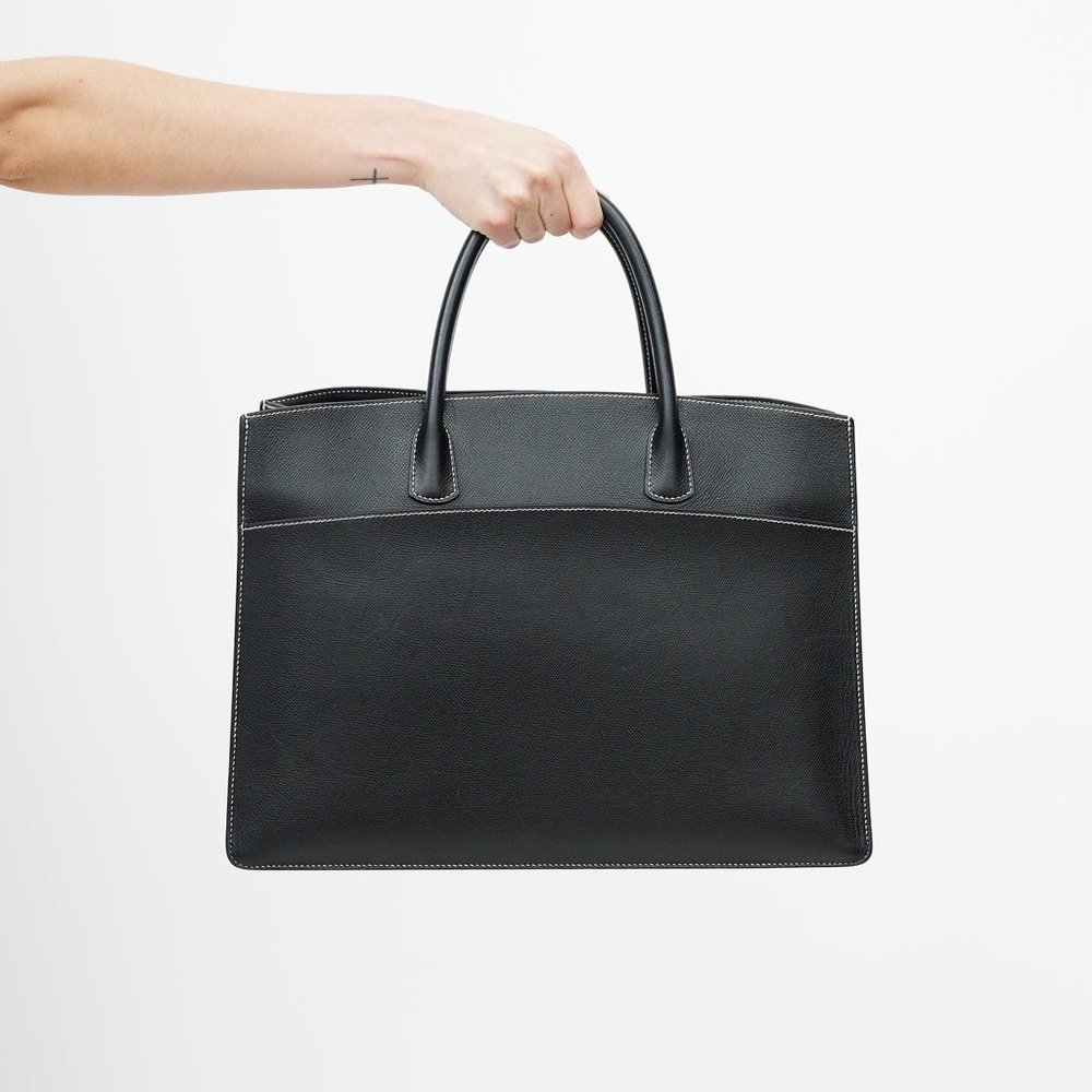 Hermes White Bus 39 Tote Bag, Noir